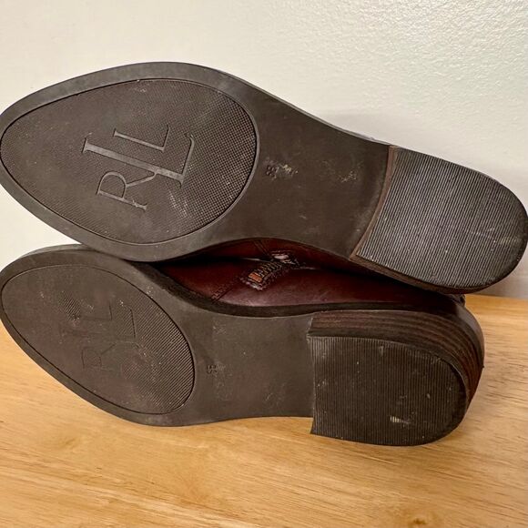 Lauren Ralph Lauren "Shaw" Chocolate Brown Leather Ankle Boots with Studs size 6 - Picture 8 of 10